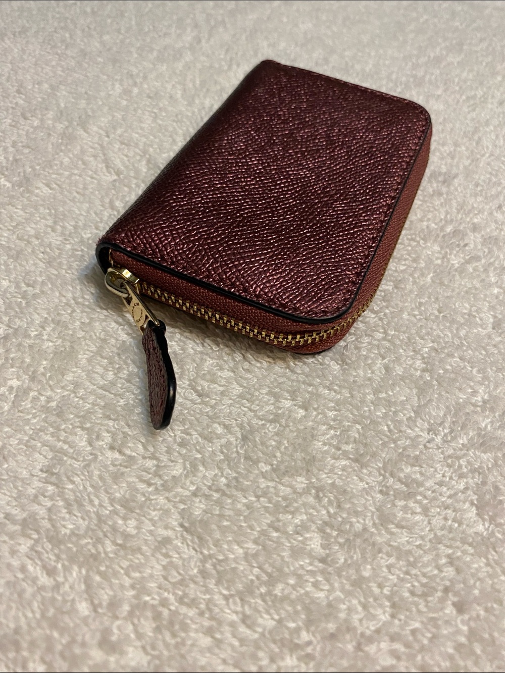 Coach Metallic Wine Zip Card Case Wallet - Picture 4 of 8
